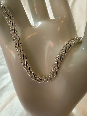 Silver Woven Chain Bracelet Classic Elegant Chic Feminine Everyday Unique